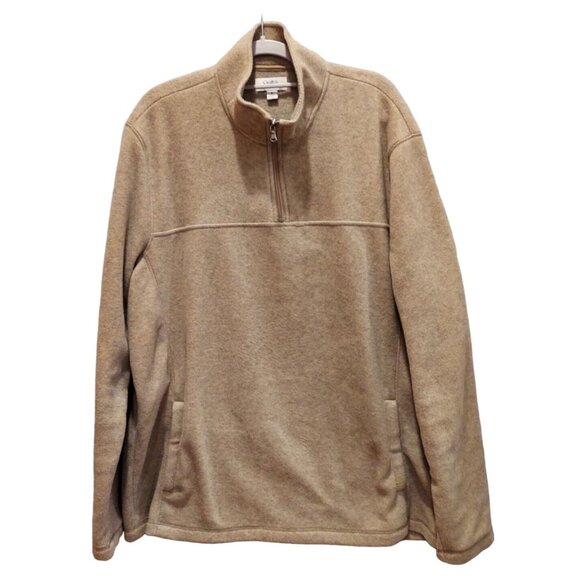 Croft & Barrow Fleece Pullover Mens XL Gray tan Quarter Zip Sweatshirt beach - Picture 1 of 15